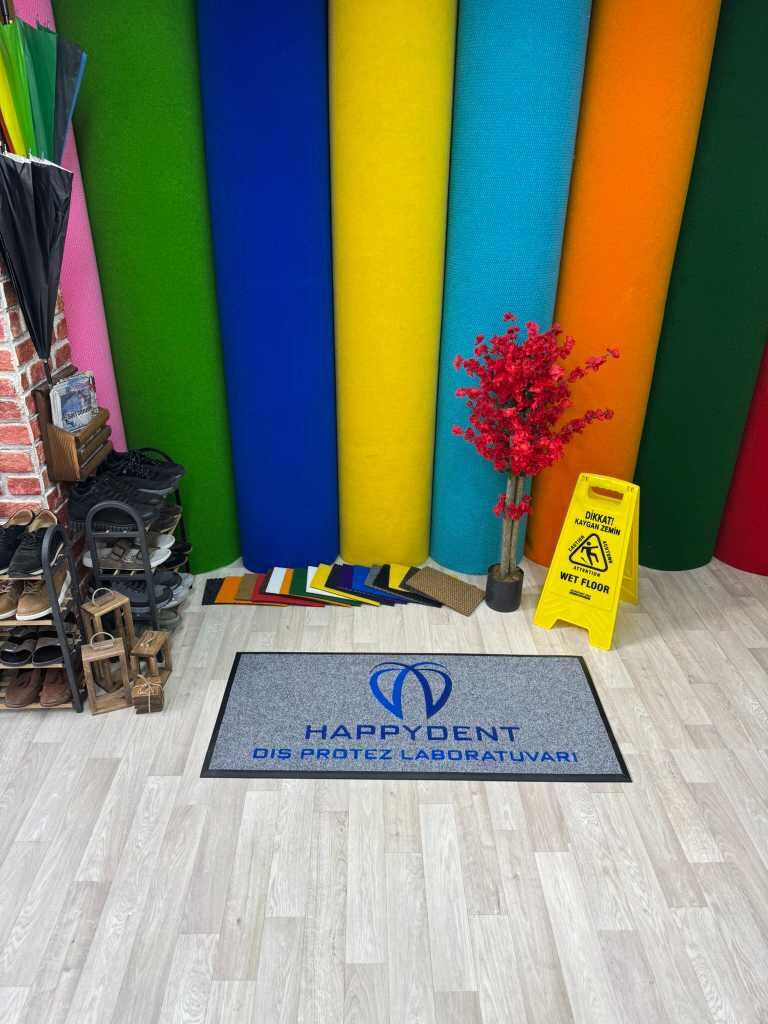 Diş Klinikleri için Logolu Bej Paspaslar - Paspas Time