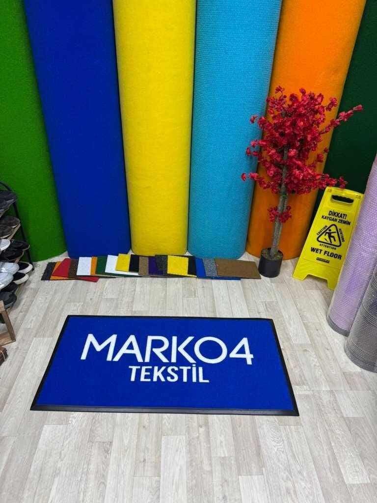 Tekstil firmaları için logolu kapı önü paspas, dayanıklı ve kişiye özel tasarım