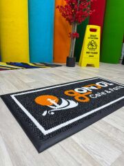 Cafe ve Restaurant Logolu Siyah Halı Paspas - Paspas Time