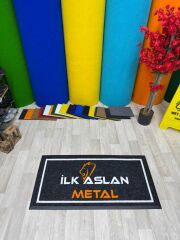 Cafe ve Restaurant Logolu Siyah Halı Paspas - Paspas Time